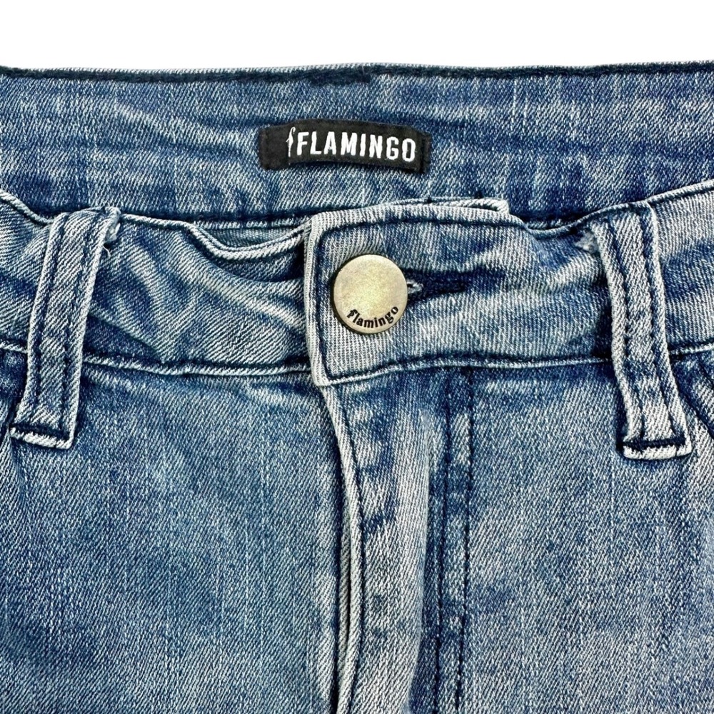Flamingo Distressed Flare Jeans Medium Wash Ripped Bell Bottoms Size M - Picture 3 of 5